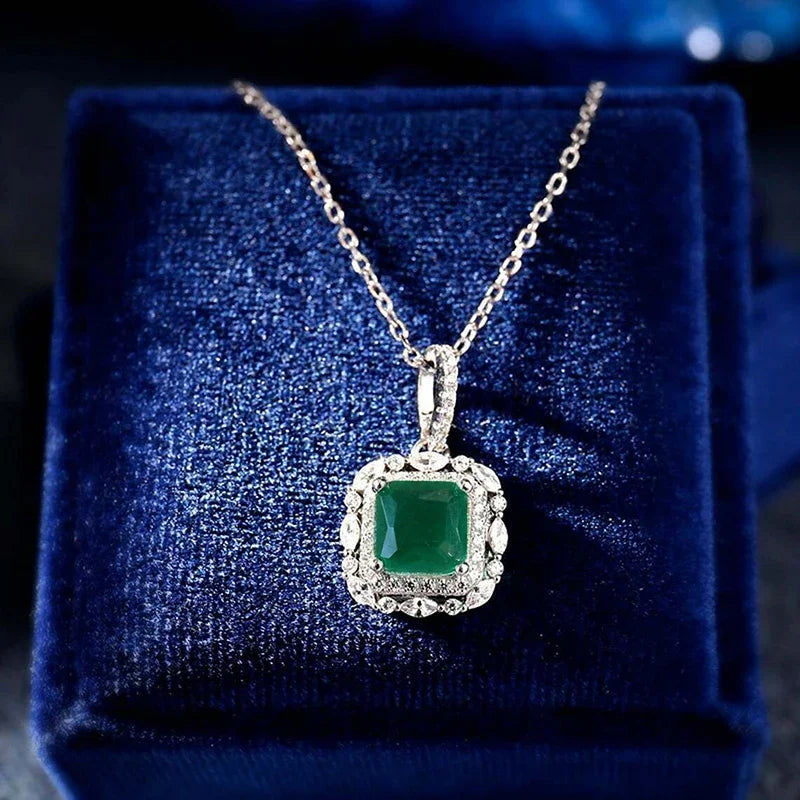 Elegant Cubic Zirconia Pendant Necklace - 925 sterling Silver Chain With Luxury Multi - Color Gemstones for Women