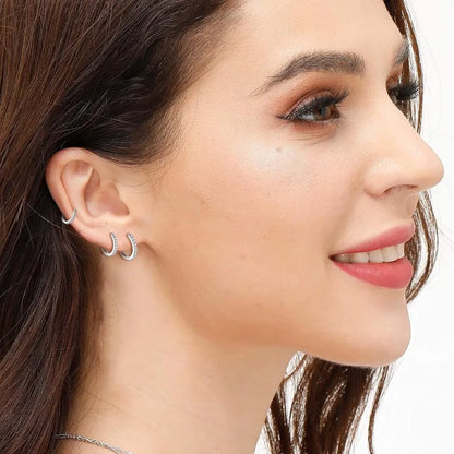 Dainty 925 Silver Hoop Earrings – Gold Plated & Zircon
