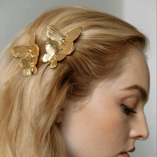 Vintage Butterfly Metal Hairpin – Elegant Women Hair Accessory