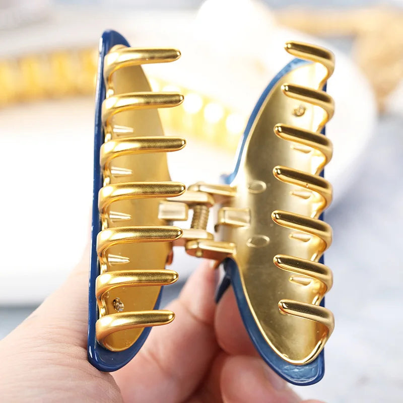 Luxury Acrylic Hair Claw Clip – French Gold-Edge Hair Accessory for Women
