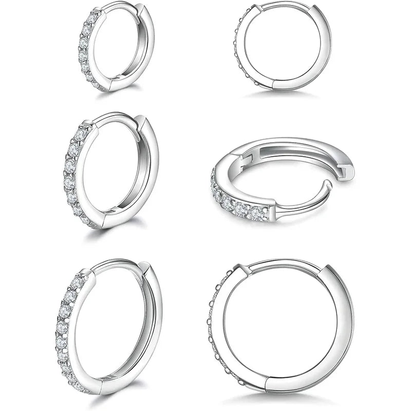 Dainty 925 Silver Hoop Earrings – Gold Plated & Zircon