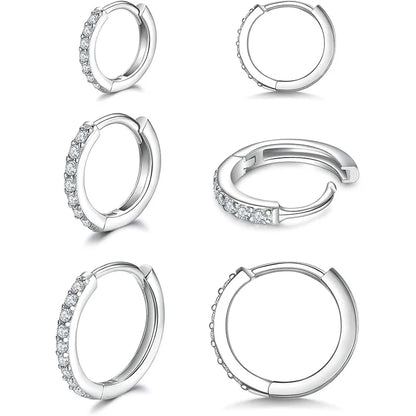 Dainty 925 Silver Hoop Earrings – Gold Plated & Zircon