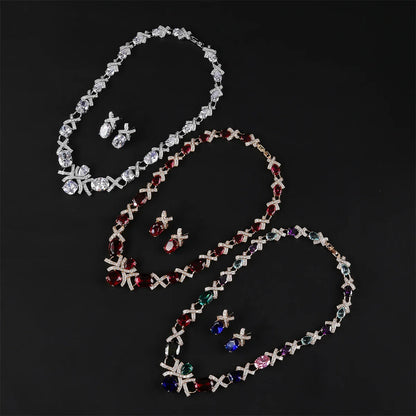 Luxury Crystal Necklace & Earrings Set – Elegant Jewelry for Women’s Parties & Occasions