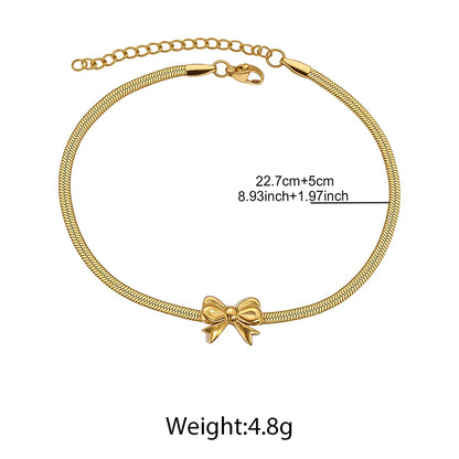 Dainty Gold Bow Anklet – Stainless Steel Women's Foot Chain