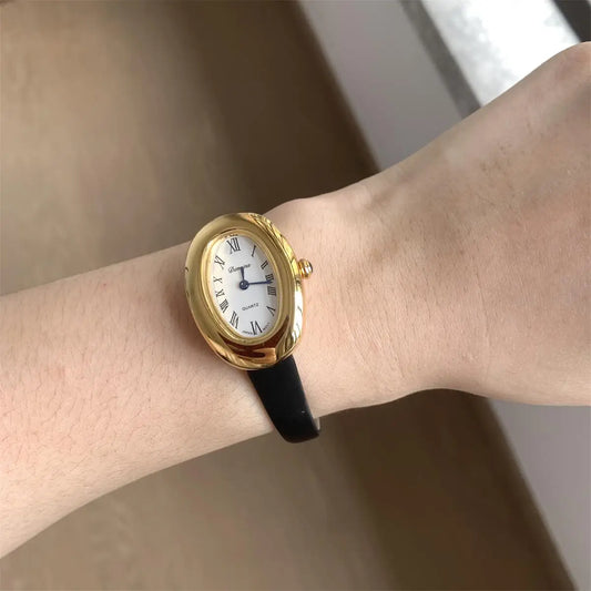Luxury Oval Gold-Plated Women’s Watch – Elegant Classic Style