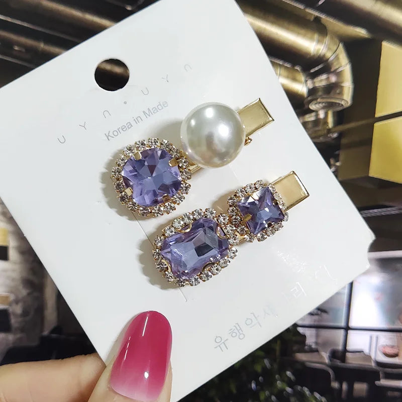 Luxury Crystal & Pearl Hair Clips Set – Elegant Women’s Hair Accessory
