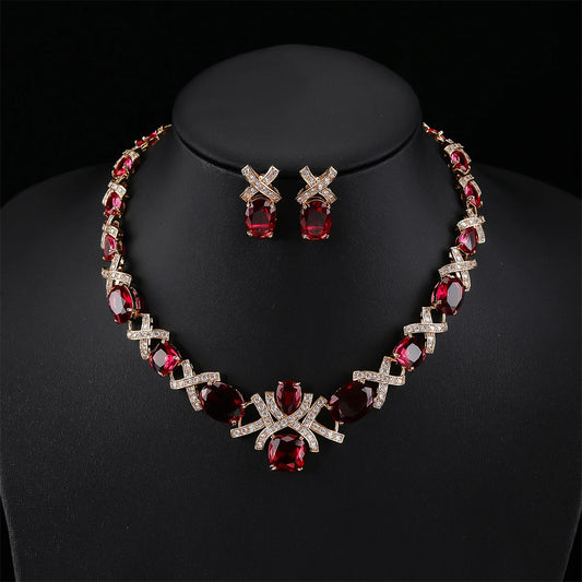 Luxury Crystal Necklace & Earrings Set – Elegant Jewelry for Women’s Parties & Occasions