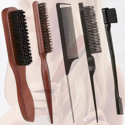 Hair Styling Comb & Brush Set – Teasing, Edge & Parting Tools
