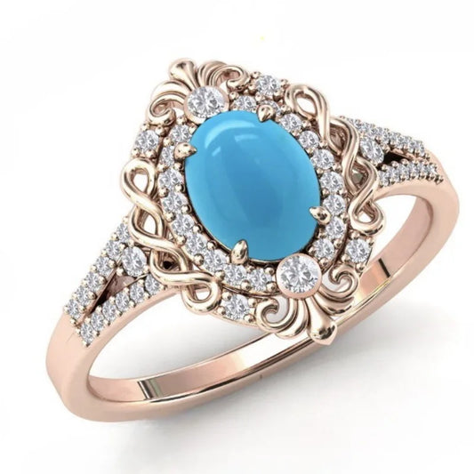 Elegant Rose Gold Ring With Blue Gemstone - Perfect for Weddings, Engagements, Parties & Special Occasions