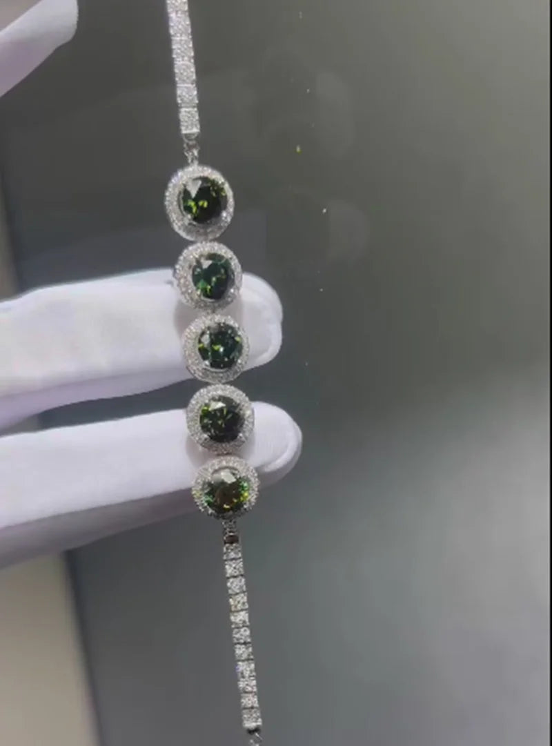 Luxury Pink Moissanite Bracelet in 925 Sterling Silver