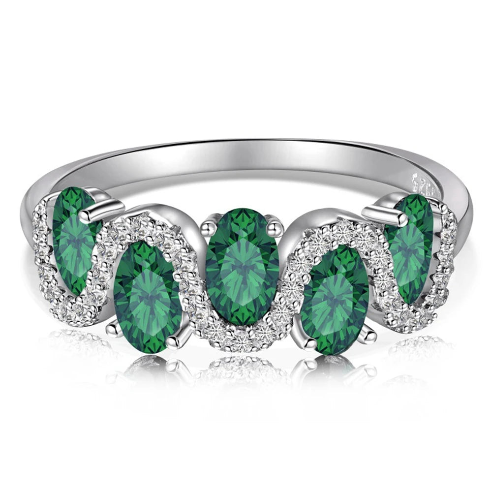 Elegant Women's Ring In 925 Sterling Silver, Adorned With High - Quality Gemstones