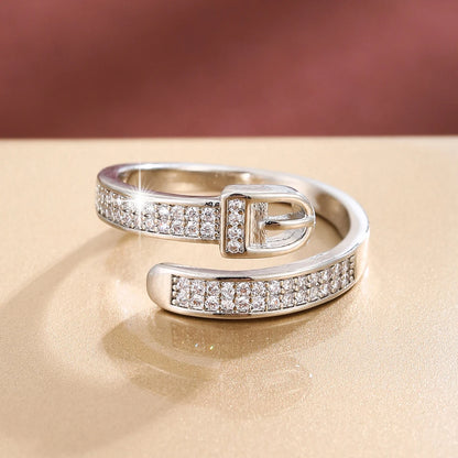 CZ Buckle Adjustable Statement Ring for Women