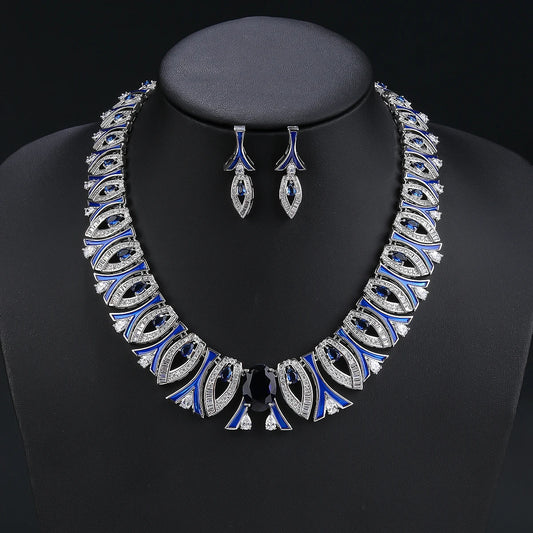 Luxury Zirconia Statement Necklace & Earrings Set – Elegant Jewelry for Women, Parties & Occasions