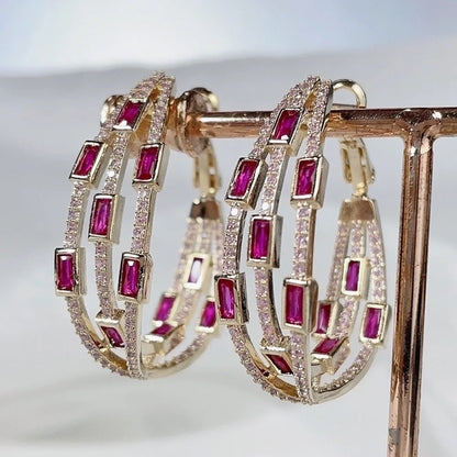 Colorful Twisted Hoop Earrings – Luxury Paved CZ Design