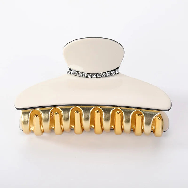 Luxury Acrylic Hair Claw Clip – French Gold-Edge Hair Accessory for Women