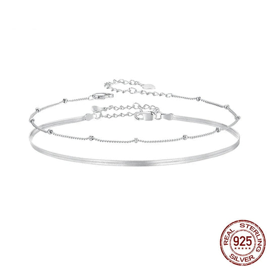 925 Sterling Silver Luxury Anklet – Adjustable Elegant Design for Stylish Look