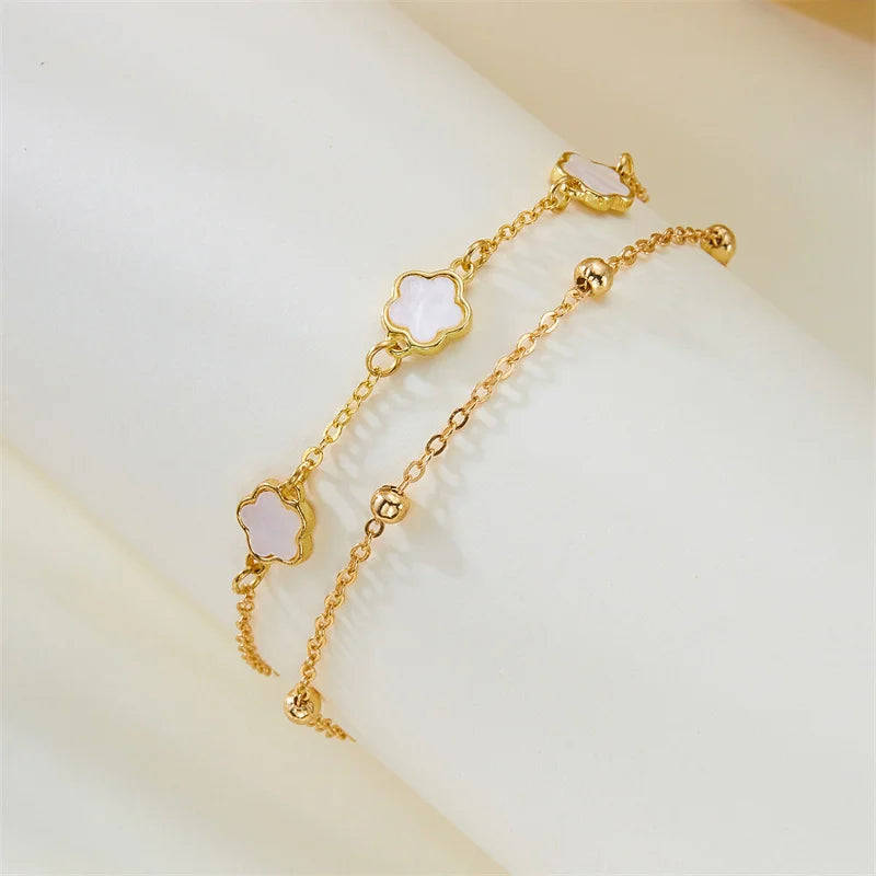 Double Layer Flower Anklet for Women