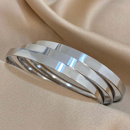 3PCS Gold Plated Stainless Steel Bangle Bracelet Set