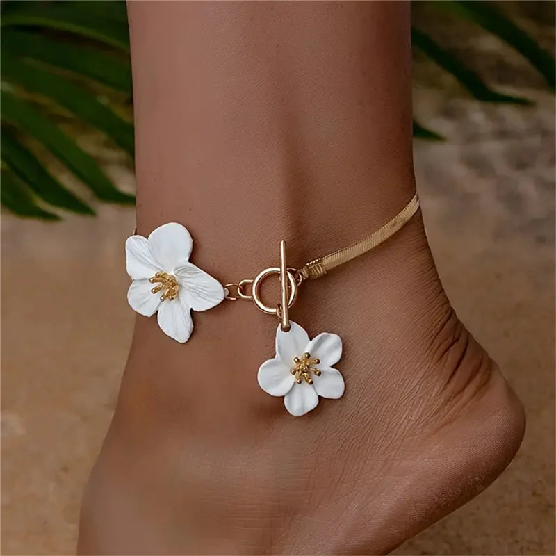 Gold Flower Anklet for Women