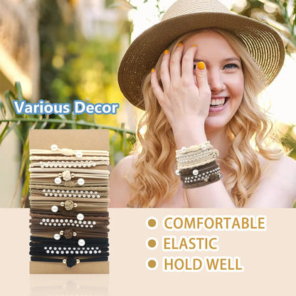 Classic Pearl & Braided Hair Ties – Multicolor Elastic Hair Accessories