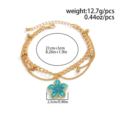 Elegant Gold Flower Anklet – Women's Charm Foot Jewelry