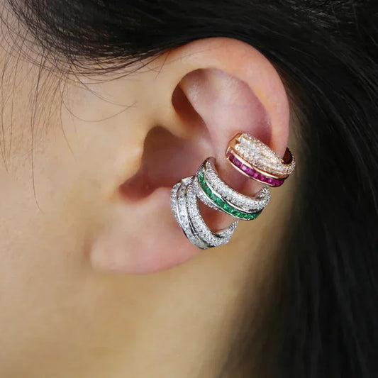 Luxury Ear Cuffs Adorned with Zircon Stones – No Piercing Needed