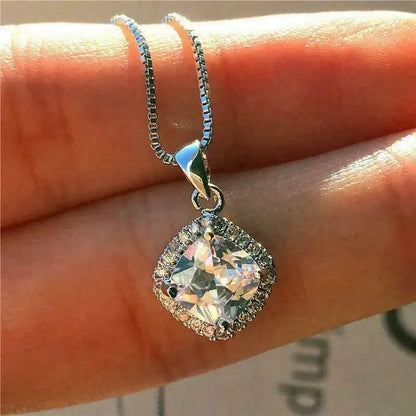 Elegant Cubic Zirconia Pendant Necklace - 925 sterling Silver Chain With Luxury Multi - Color Gemstones for Women