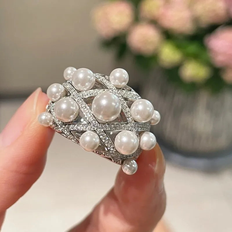 Luxury Pearl Ring 925 Sterling Silver – Elegant Statement Jewelry