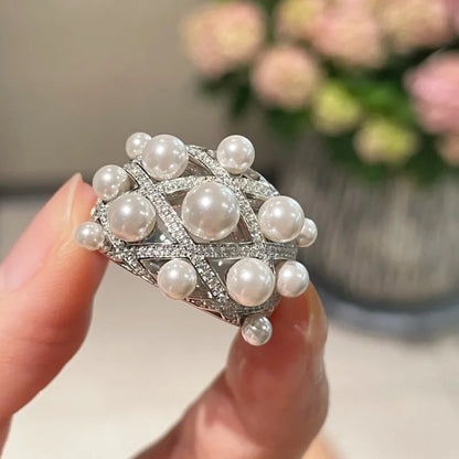 Luxury Pearl Ring 925 Sterling Silver – Elegant Statement Jewelry