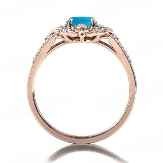 Elegant Rose Gold Ring With Blue Gemstone - Perfect for Weddings, Engagements, Parties & Special Occasions