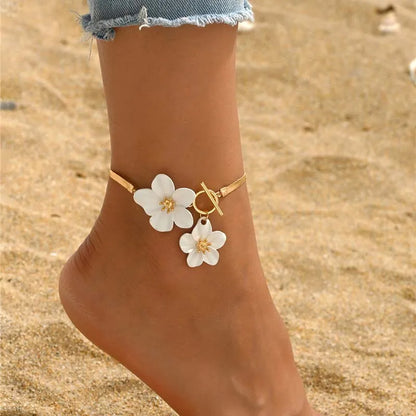 Gold Flower Anklet for Women