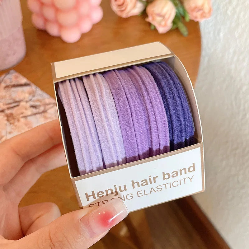 Colorful High-Elastic Hair Tie Set – Soft Nylon & Rubber Hair Bands | Cute Hair Accessories for Women & Girls