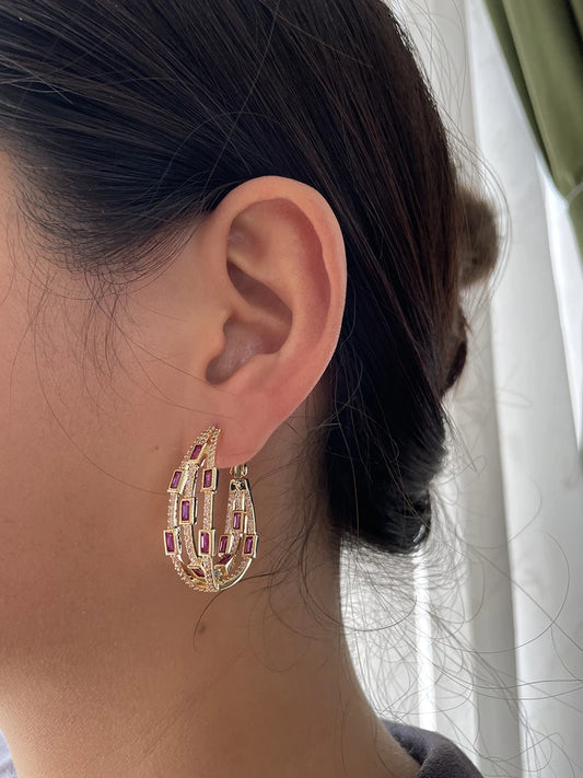 Colorful Twisted Hoop Earrings – Luxury Paved CZ Design