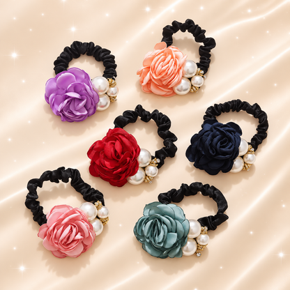 Pearl Rose Hair Scrunchie