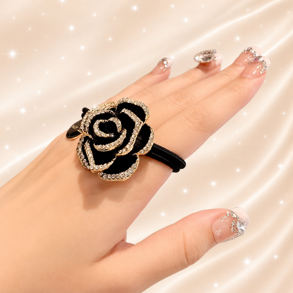 Sparkling Crystal Rose Hair Tie – Luxury Floral Design