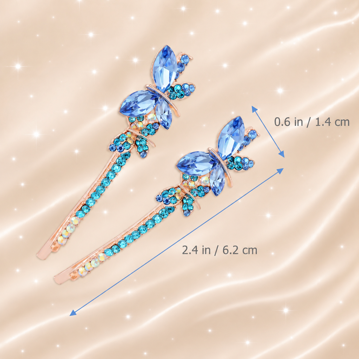 Jeweled Butterfly Crystal Hair Clips