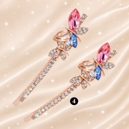 Jeweled Butterfly Crystal Hair Clips