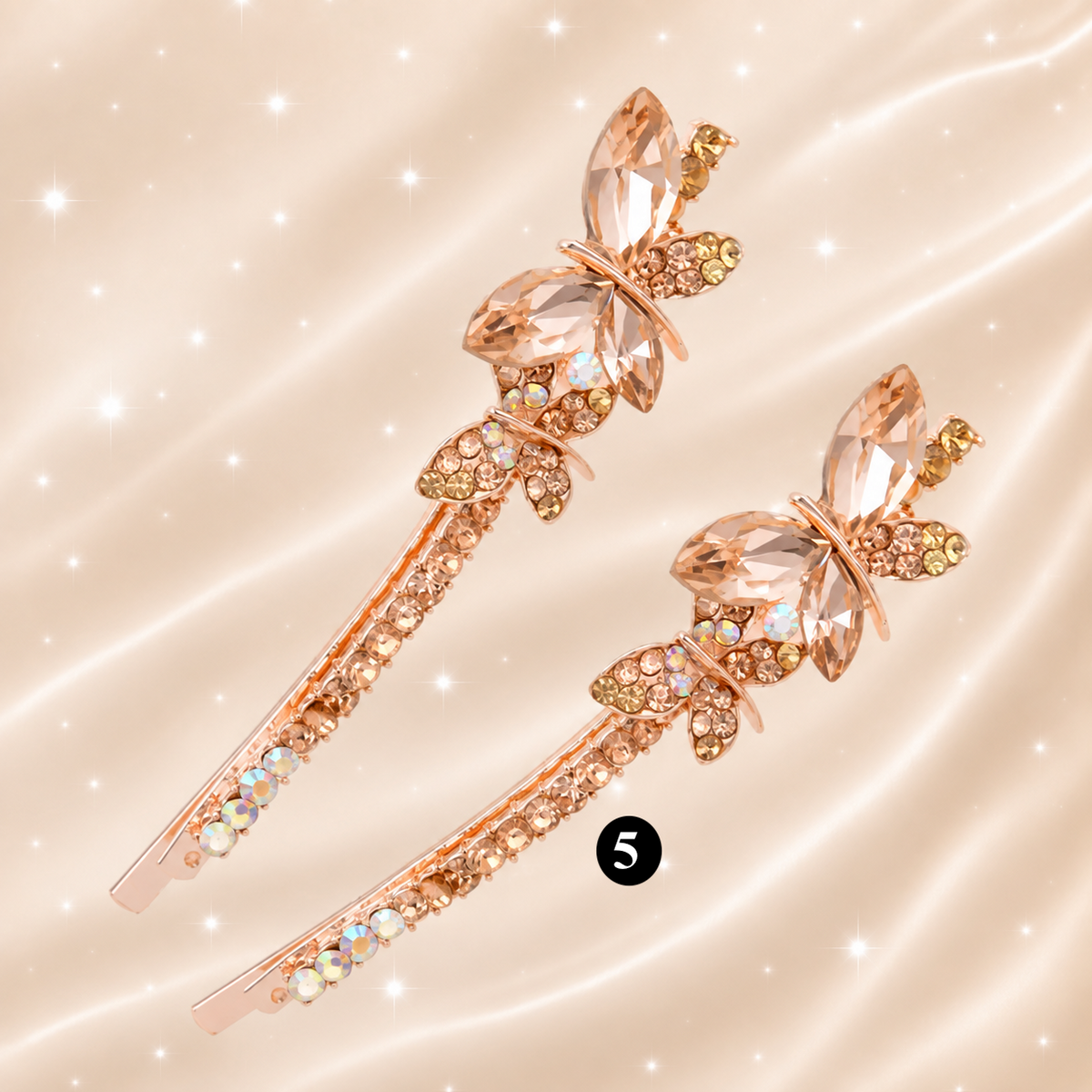 Jeweled Butterfly Crystal Hair Clips