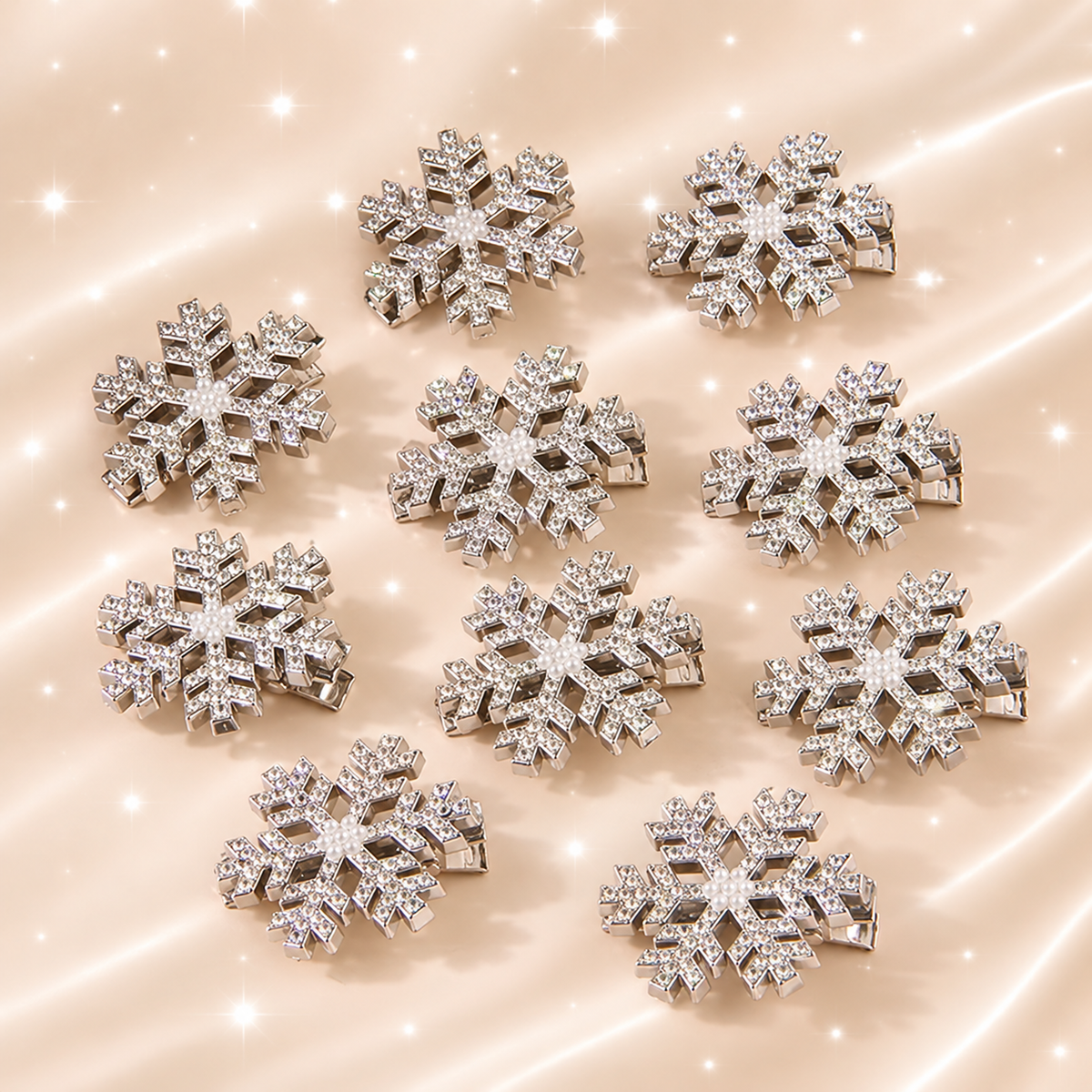 5-Piece Rhinestone Snowflake Hair Clips Set