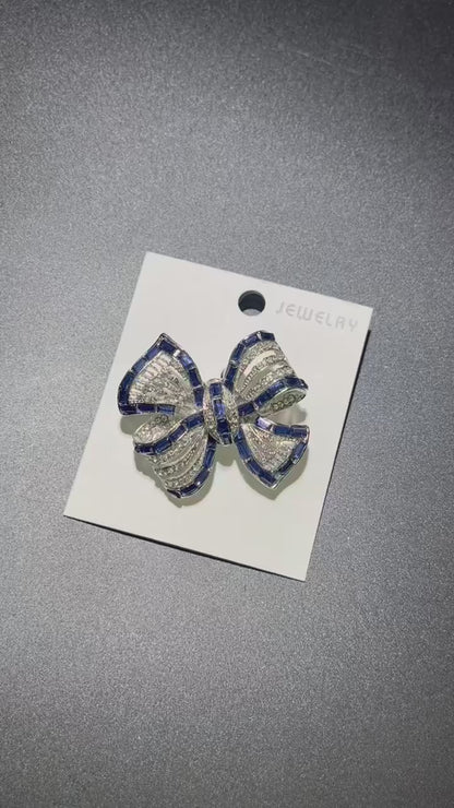 Luxury Crystal Bow Brooch – Elegant Ribbon Pin for Women