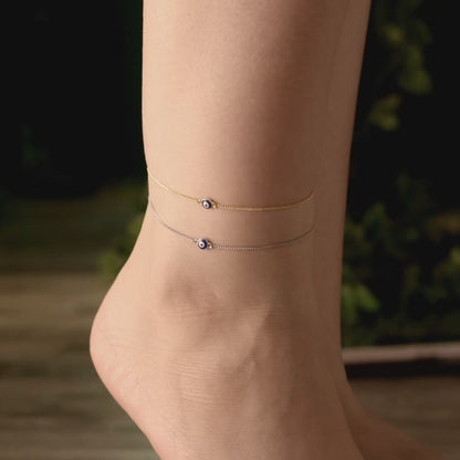 925 Sterling Silver Evil Eye Anklet for Women