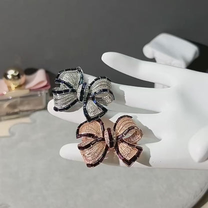 Luxury Crystal Bow Brooch – Elegant Ribbon Pin for Women