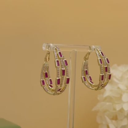 Colorful Twisted Hoop Earrings – Luxury Paved CZ Design