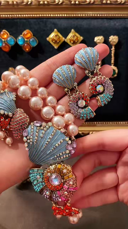Luxury Ocean-Inspired Pearl Necklace Set – Unique Seashell & Starfish Design, Elegant Statement Jewelry