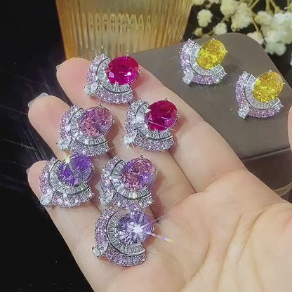 Luxury Crystal Stud Earrings – Elegant Premium Zirconia Design