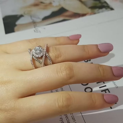 Luxury Rose Gold Zircon Weave Ring