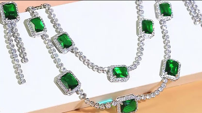 Luxury Crystal Necklace Set – Double-Layer Elegance for Special Occasions