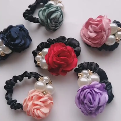 Pearl Rose Hair Scrunchie