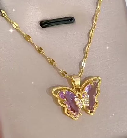 Elegant Butterfly Necklace & Earrings Set