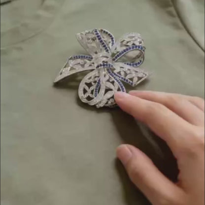 Elegant Crystal Ribbon Brooch Women's Pin